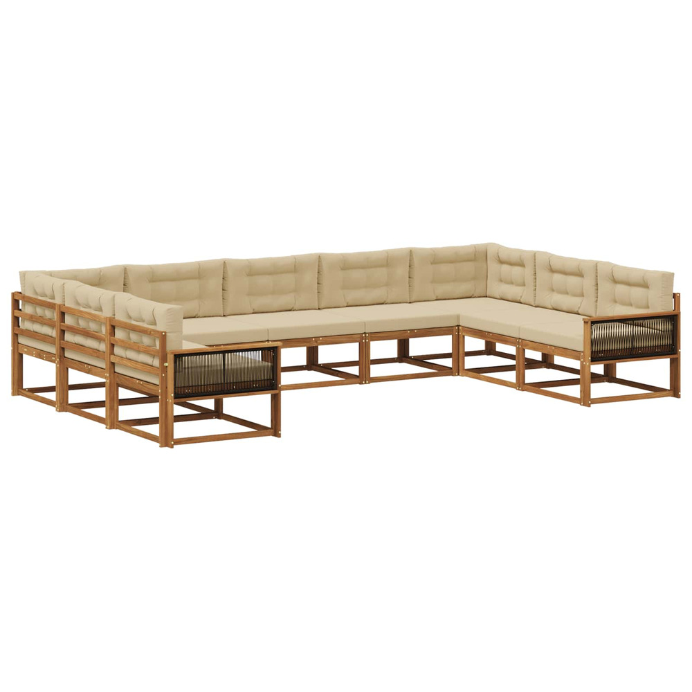 Ensemble de canapés d'extérieur 9 pcs naturel et beige