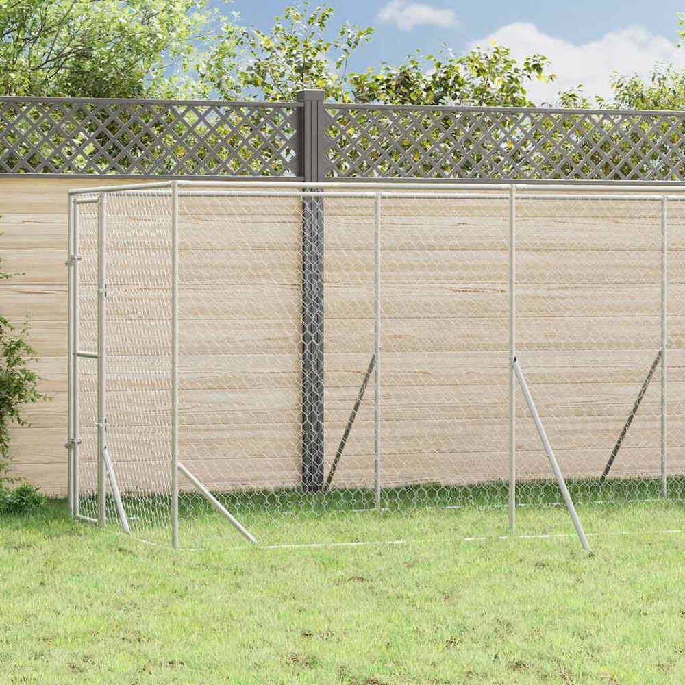 Chenil d'extérieur pour chiens argenté 2x6x2 m acier galvanisé