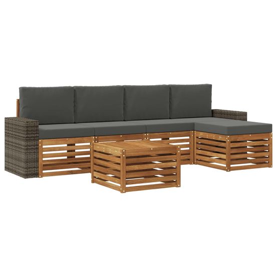 Ensemble de canapés d'extérieur 6 pc naturel et anthracite