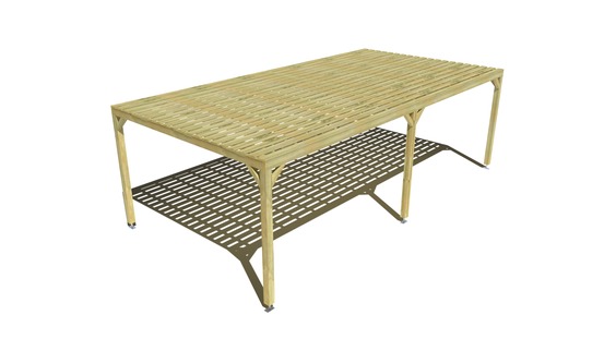 Pergola bois • 8m x 4m • indépendante • sens profondeur • platelage bois • livraison comprise