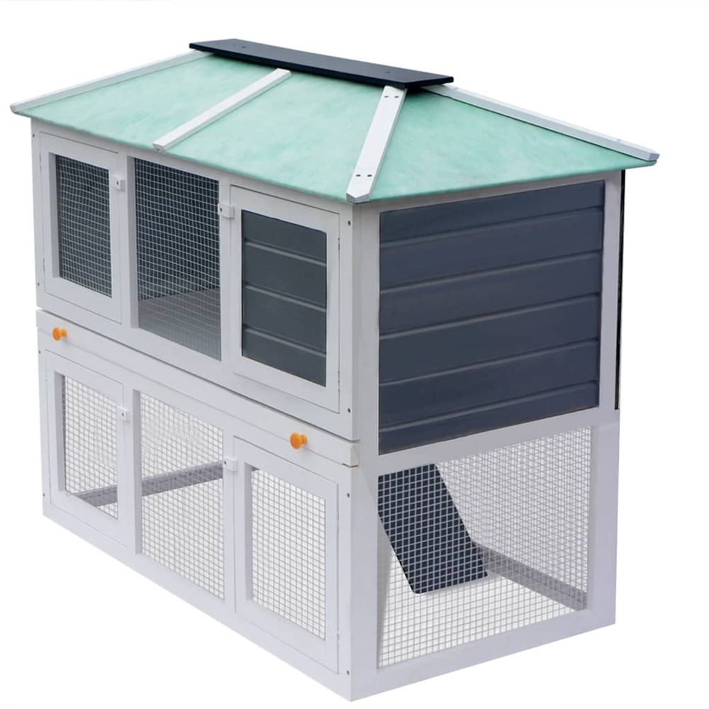 Clapier double pour animaux Bois