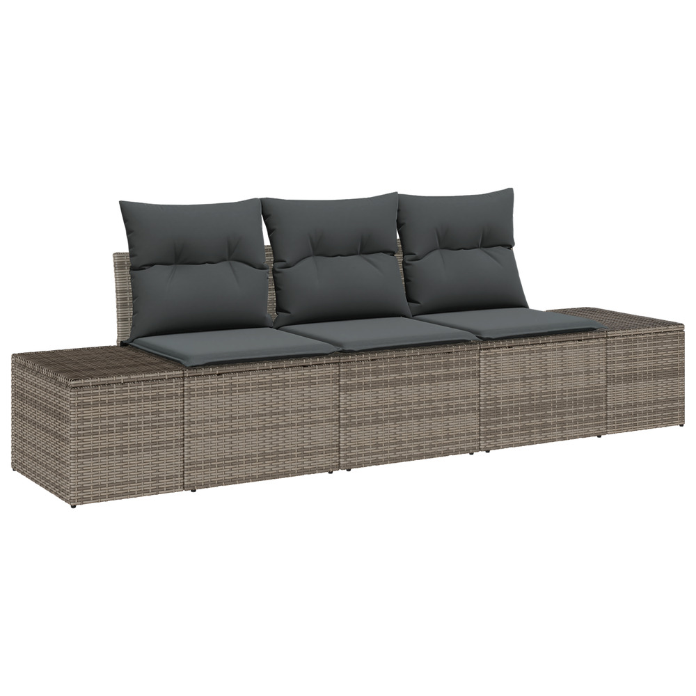 Ensemble de canapé de jardin de 3 pièces avec coussins gris en rattan synthétique