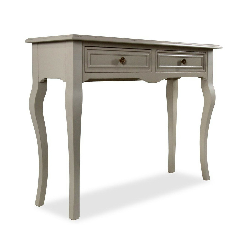 Console 2 tiroirs bois gris - interior's