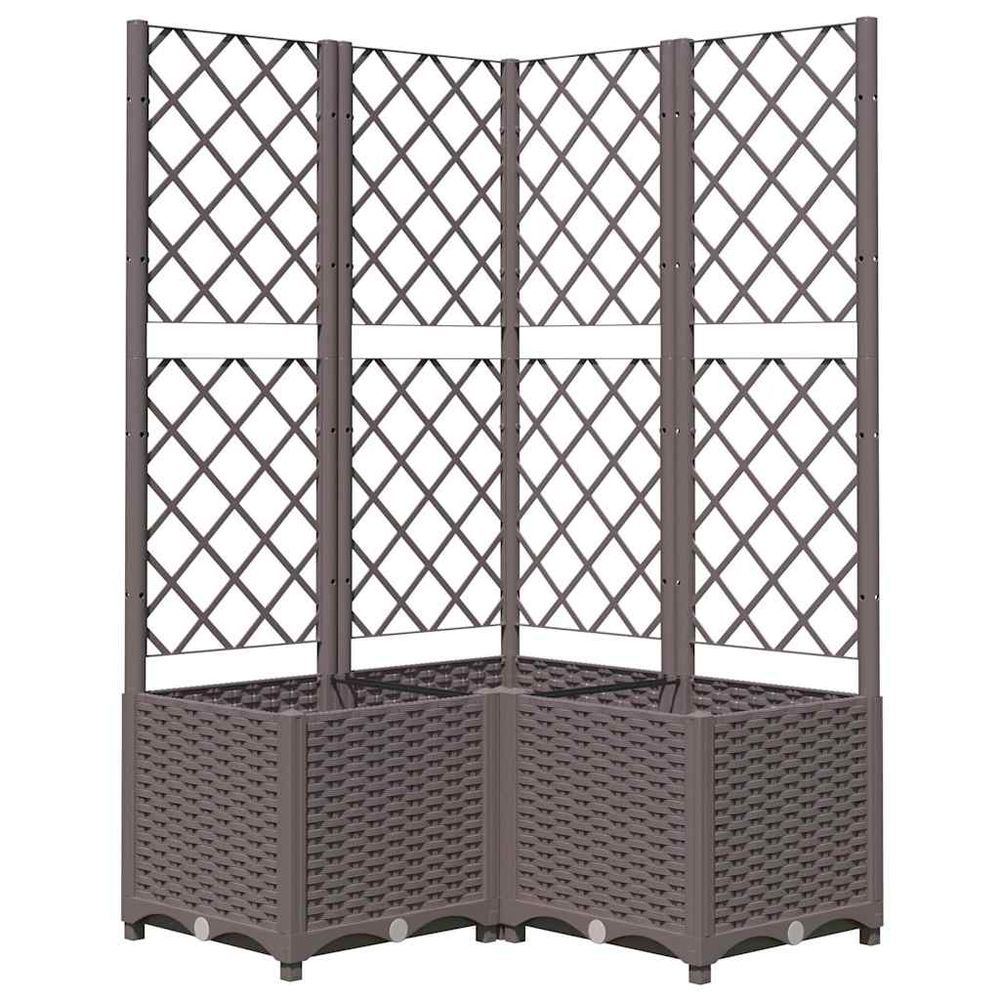 Jardinière avec treillis marron 80x80x136 cm pp