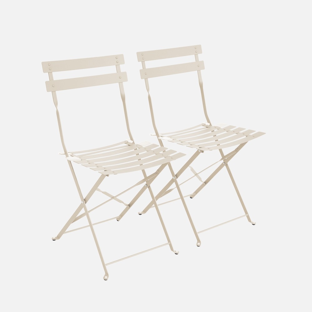 Lot de 2 chaises de jardin pliables - emilia - acier thermolaqué