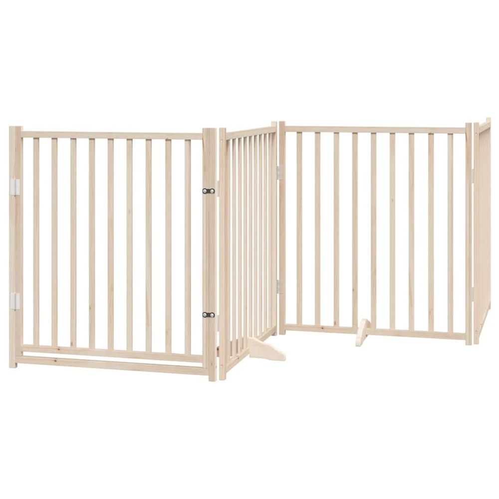 Barrière pour chien avec porte pliable 4 panneaux 320 cm bois massif sapin