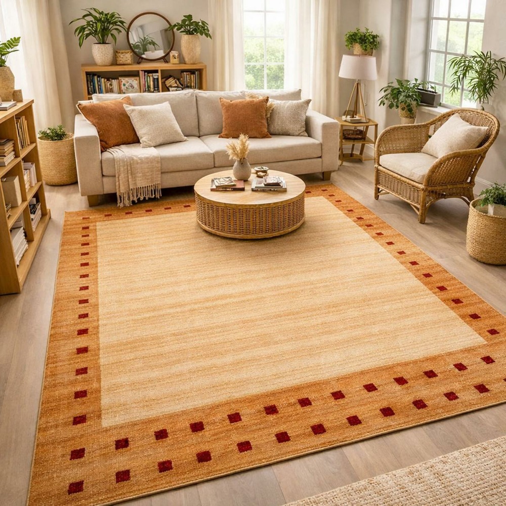 Tapis salon 120x180 tissé beige rectangle motif simple chobay 4