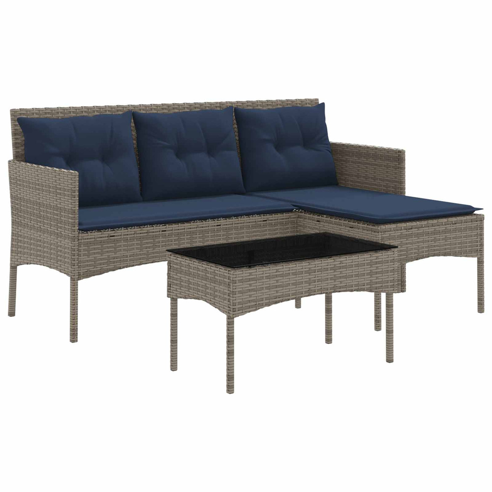 Ensemble de canapé de jardin 2 pcs gris et bleu marine