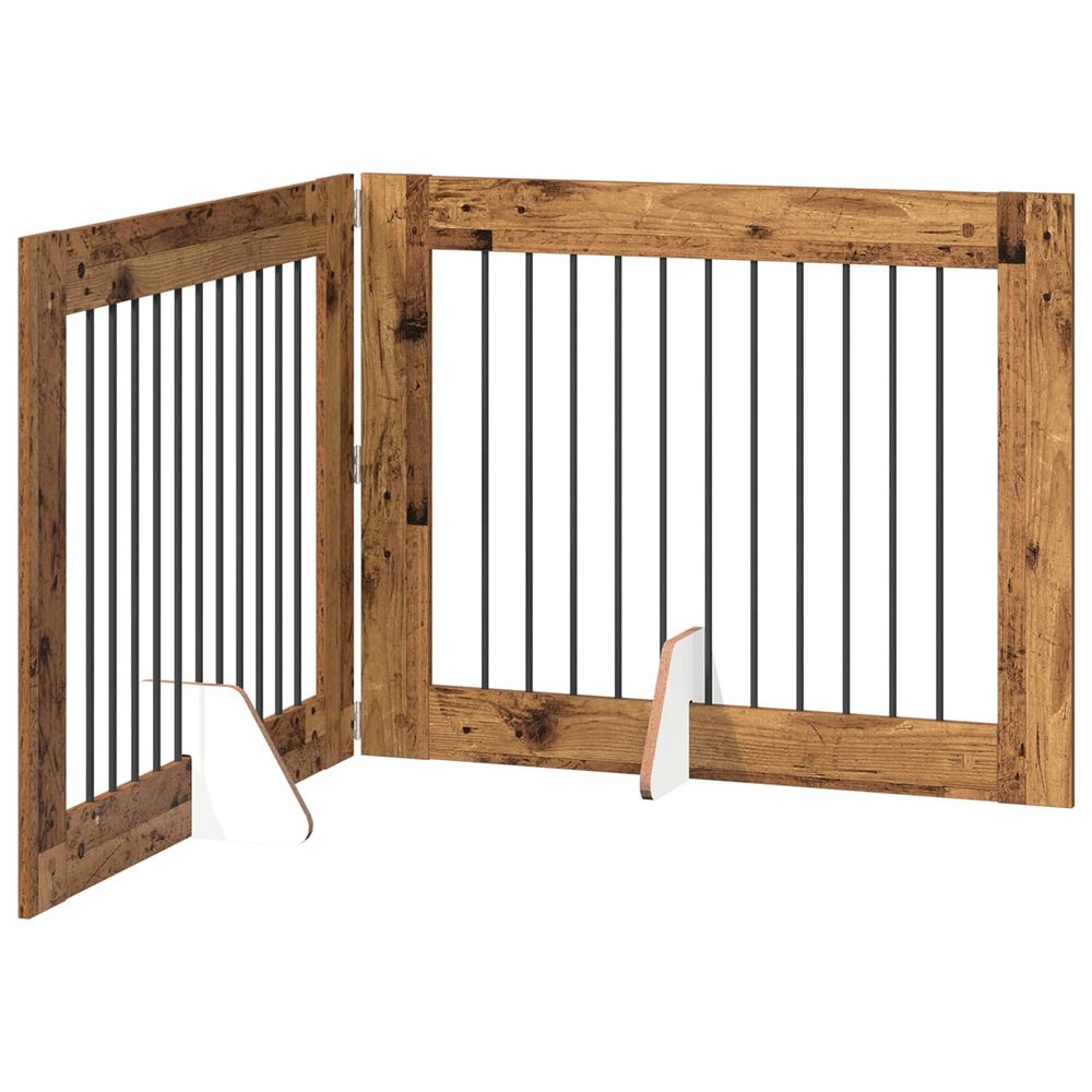 Porte de chien pliable avec supports 2 pc bois ancien 200,5 cm