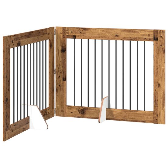 Porte de chien pliable avec supports 2 pc bois ancien 200,5 cm