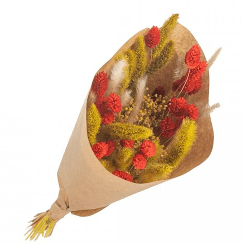 Petit bouquet fleurs séchées orange - jaune 50 cm