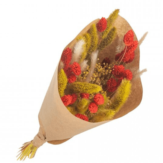 Petit bouquet fleurs séchées orange - jaune 50 cm