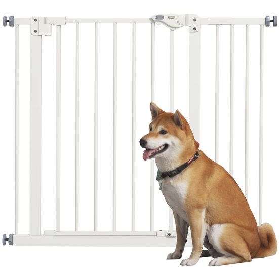 Barrière pour chien métal blanc 74-80/87-94 cm porte escalier fermeture automatique