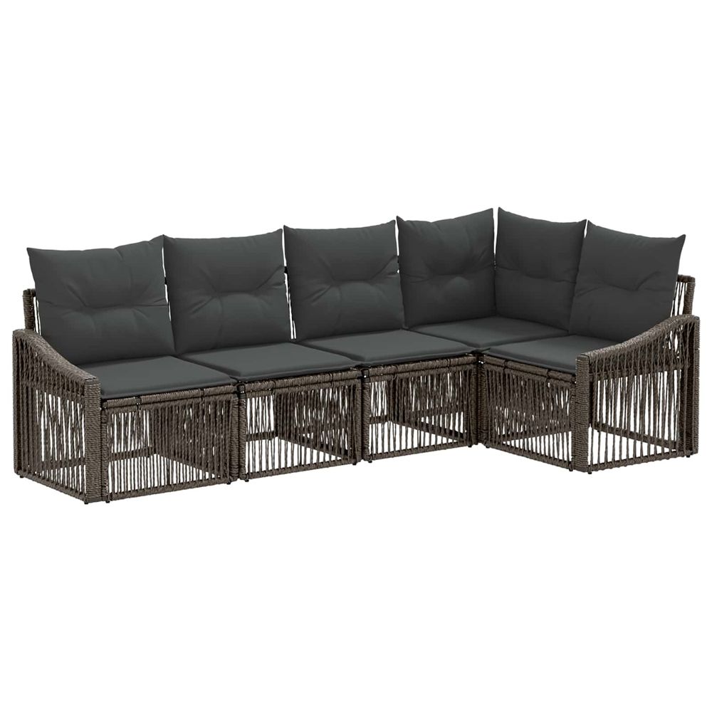 Ensemble de canapé de jardin 5 pc gris polyrotin