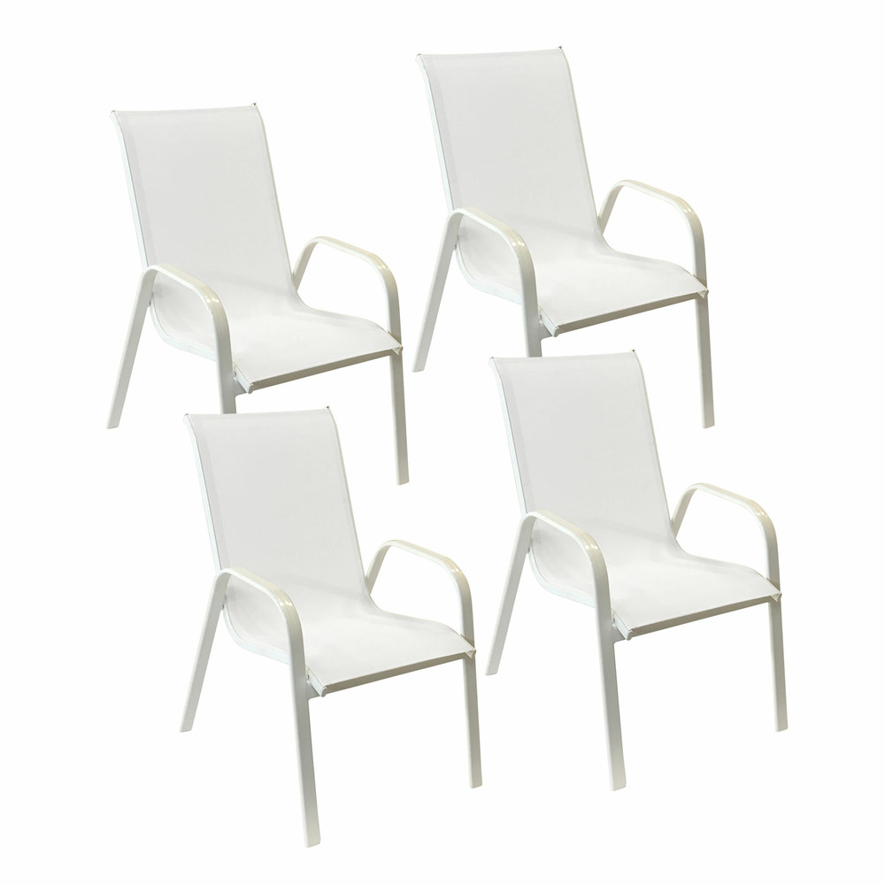 Lot de 4 chaises marbella en textilène blanc - aluminium blanc