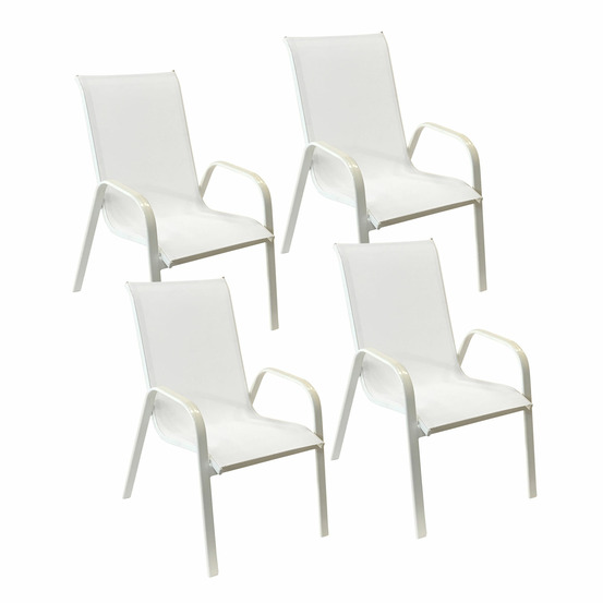 Lot de 4 chaises marbella en textilène blanc - aluminium blanc