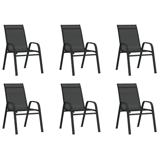 Chaises empilables de jardin lot de 6 noir tissu textilène