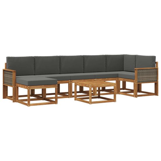 Ensemble de canapés d'extérieur 8 pc naturel et anthracite