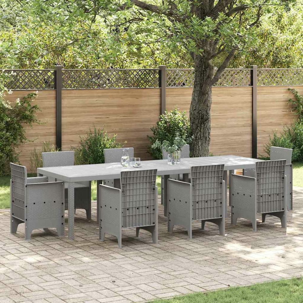 Table de jardin gris clair 300 x 100 x 73 cm polyrotin