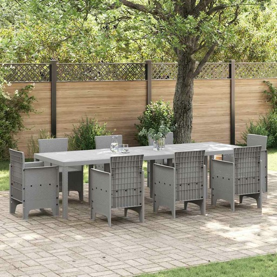 Table de jardin gris clair 300 x 100 x 73 cm polyrotin