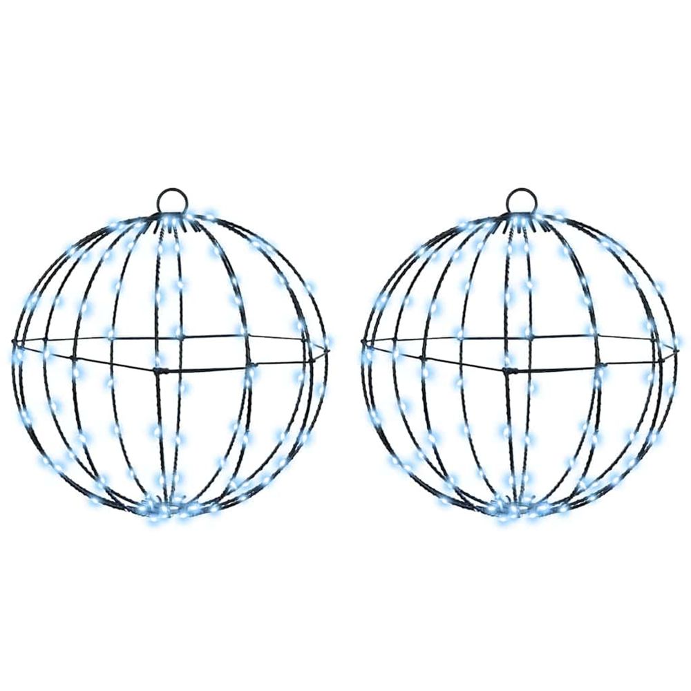 Boule avec 192 led 2 pcs blanc froid 31,5 x 31,5 x 32 cm métal