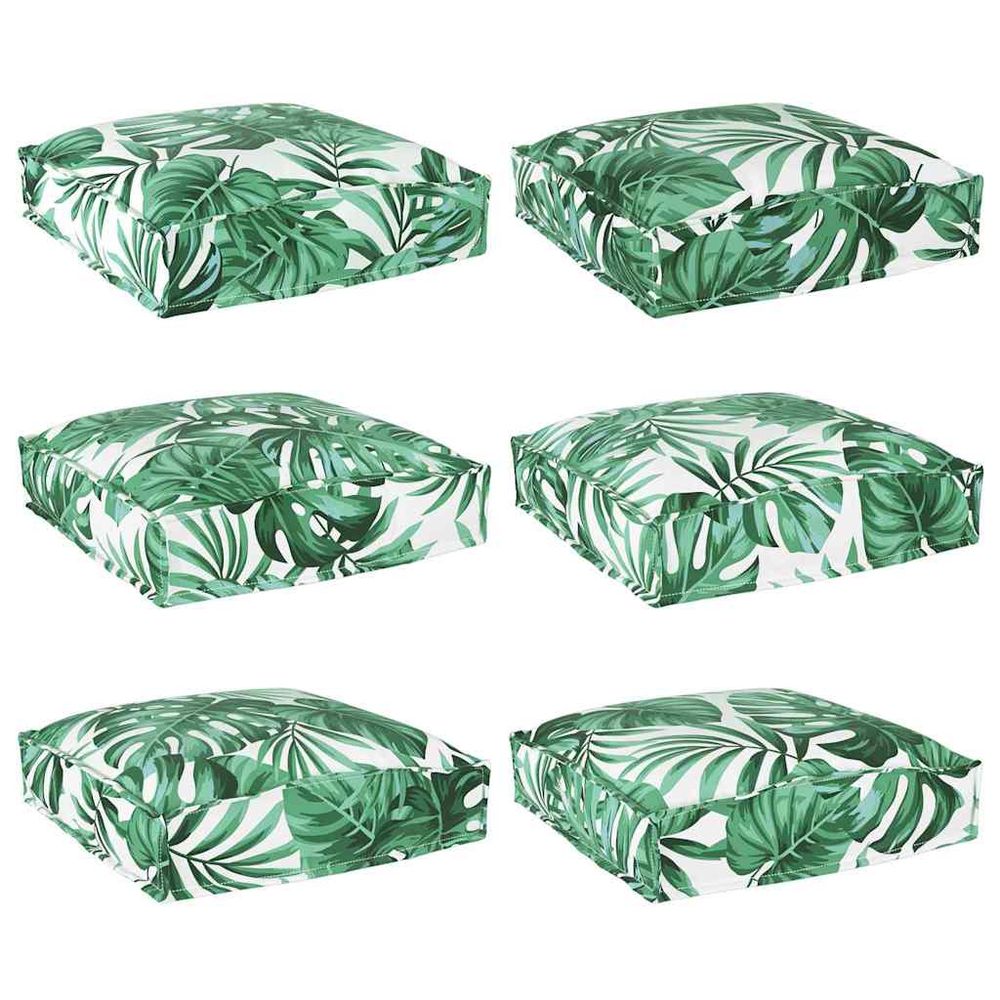 Coussin 6 pc tissu oxford motif feuille 40 x 40 x 8 cm