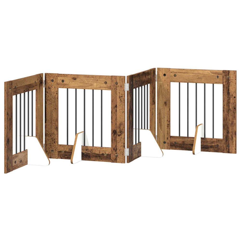 Porte de chien pliable avec supports 4 pcs bois ancien 241 cm