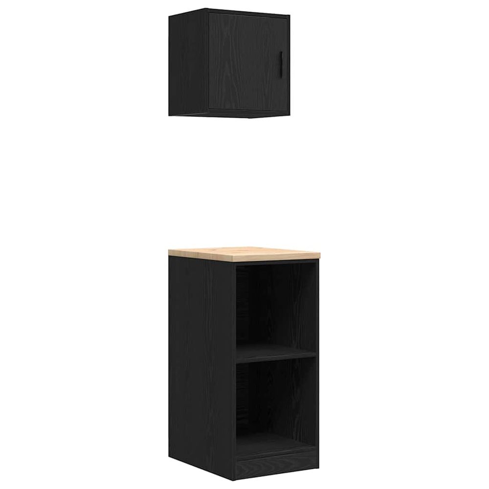 Armoires de garage 2 pcs noir bois d'ingénierie