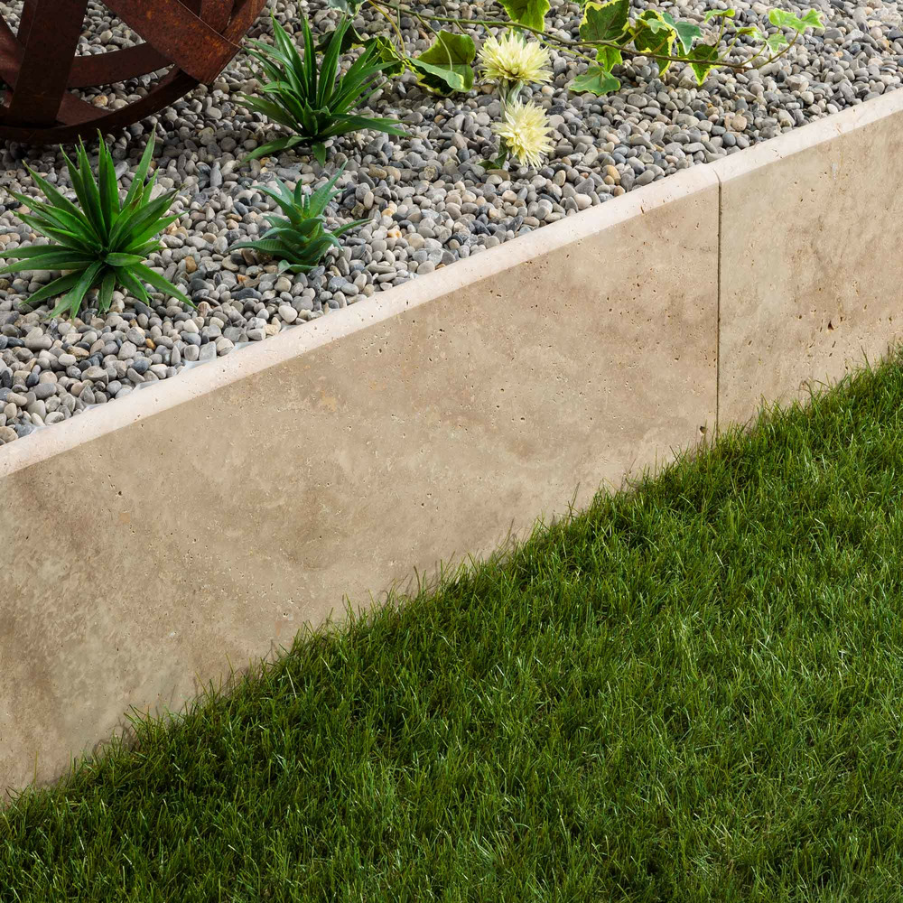 Bordure de jardin travertin beige nuancé 100x33x3 cm (à l'unité) - ro'ma nature