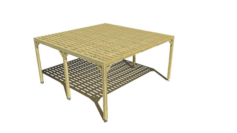 Pergola bois • 5m x 5m • indépendante • sens largeur • platelage bois • livraison comprise