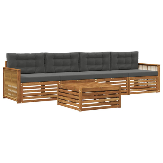 Ensemble de canapés d'extérieur 5 pcs naturel et anthracite