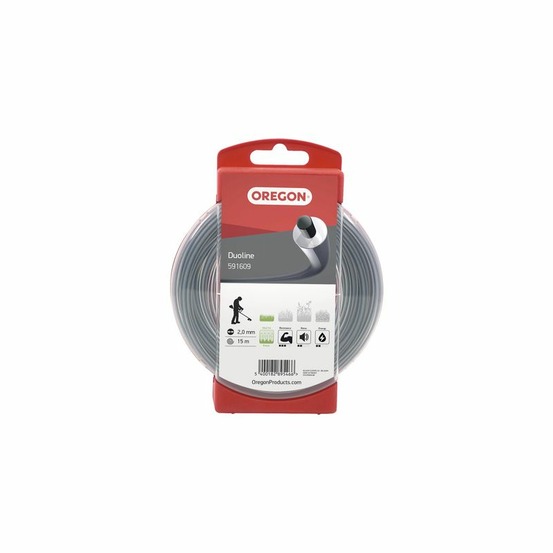 Fil débroussailleuse rond duoline transparent/noir ø2.0mm/15m oregon 591609