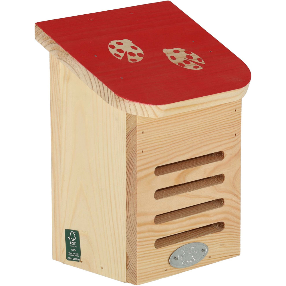 Maison à insectes en bois pochoir coccinelles