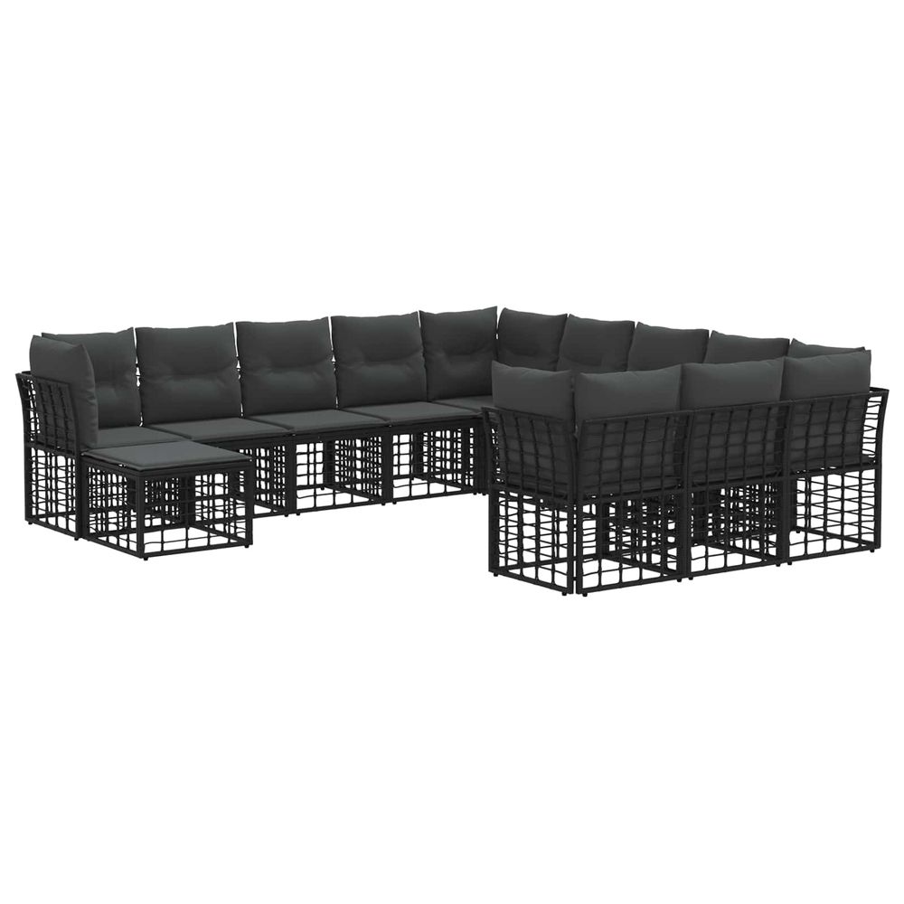 Ensemble de canapés d'extérieur 12 pc noir et gris foncé