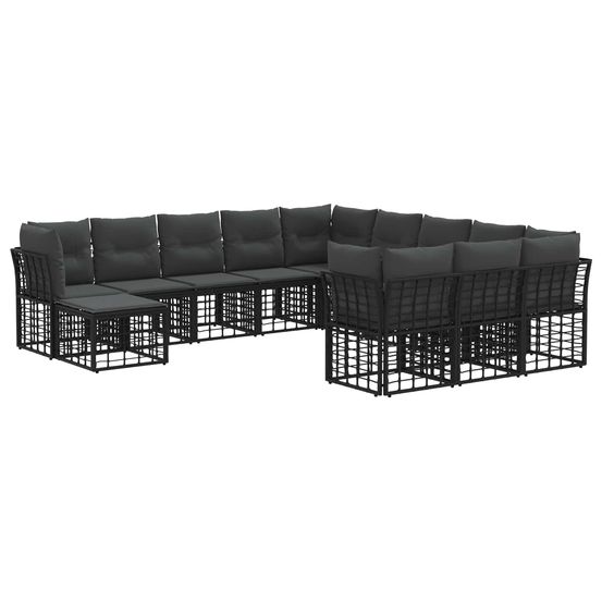 Ensemble de canapés d'extérieur 12 pc noir et gris foncé