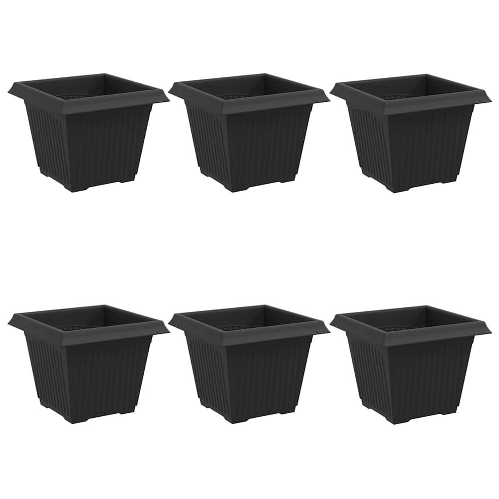 Pot de fleurs carré 6 pc noir 33 x 33 x 26 cm plastique