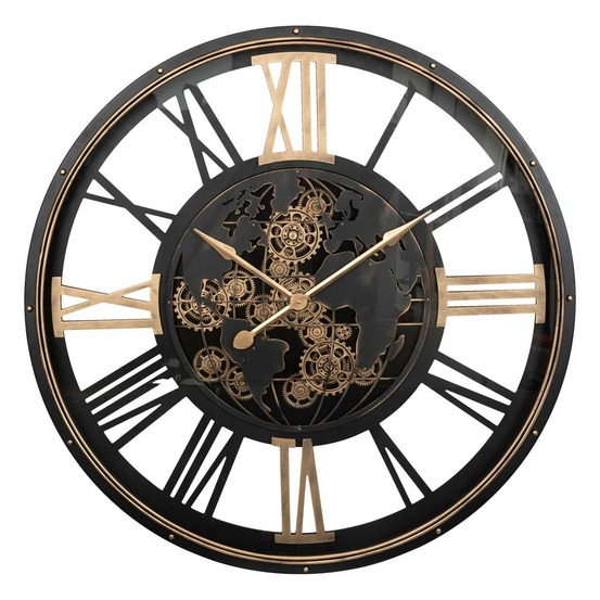 Horloge mécanique clark métal noir d110cm