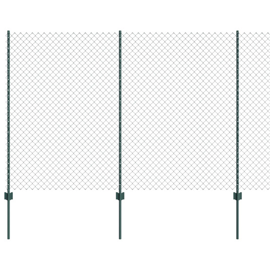 Clôture avec poteau vert 1,5 x 10 m acier et pvc