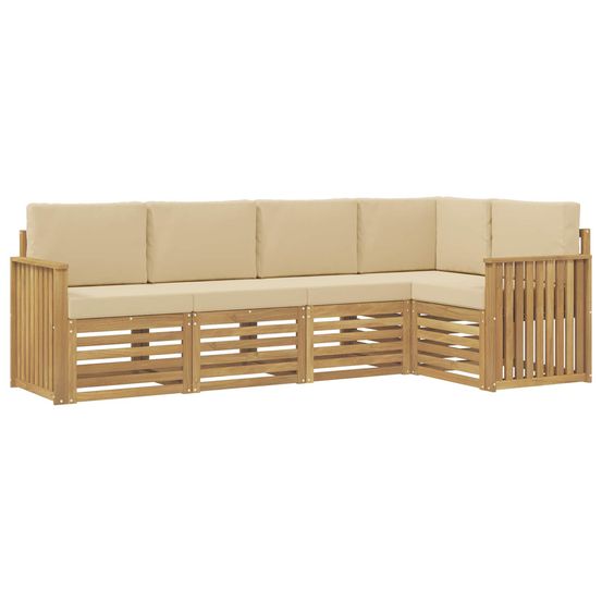 Ensemble de canapés d'extérieur 5 pc blanc et beige polyester