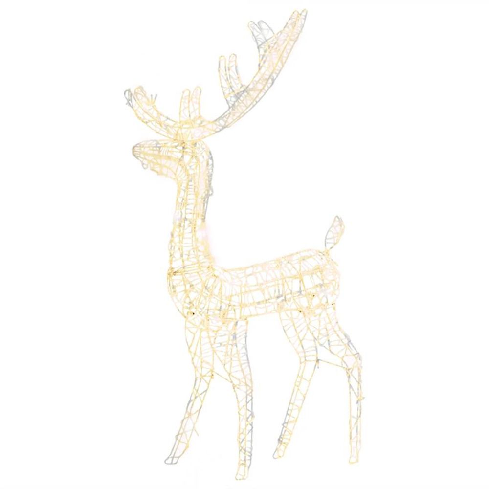 Renne de décoration de noël acrylique 140 led blanc chaud 128 cm