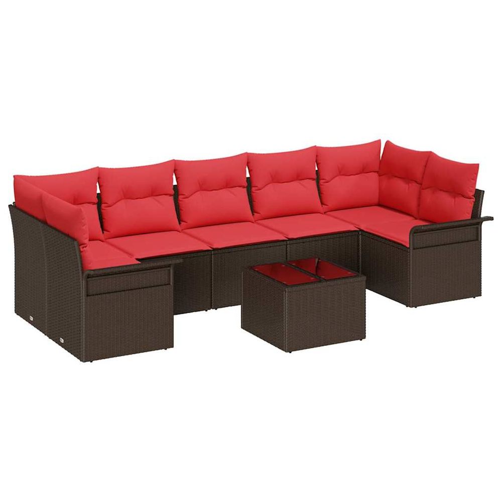 Ensemble de canapé de jardin 8 pc beige et rouge polyrotin