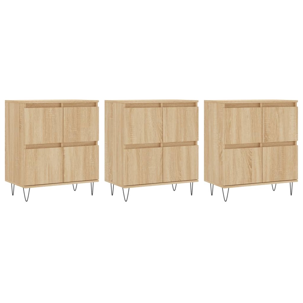 Buffet bahut commode armoire meuble de rangement organisateur cuisine salle de séjour salons 3 pcs sonoma bois d'ingénierie m