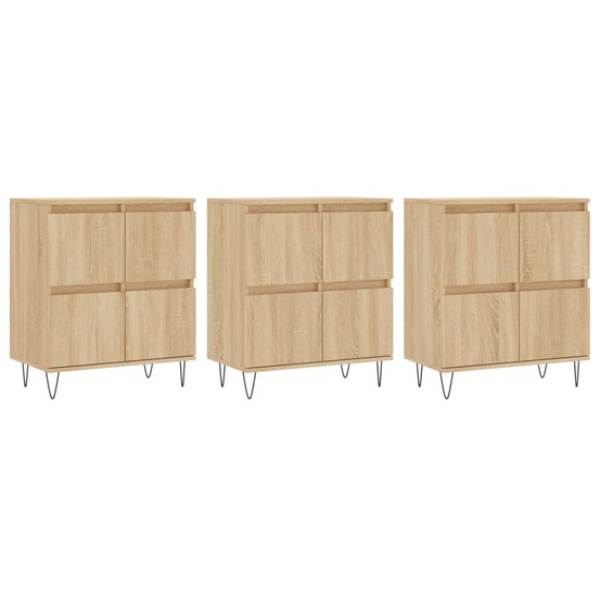 Buffet bahut commode armoire meuble de rangement organisateur cuisine salle de séjour salons 3 pcs sonoma bois d'ingénierie m