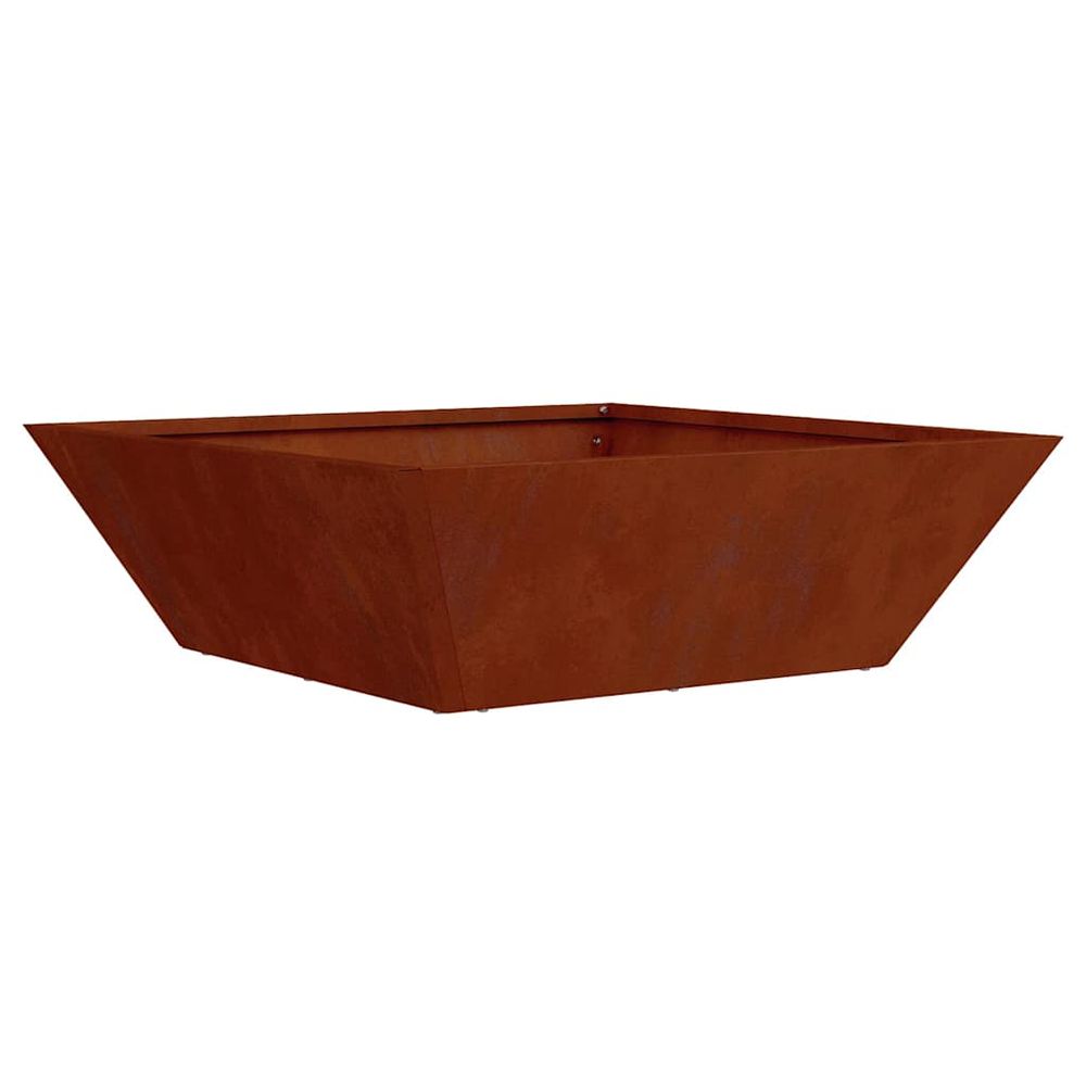 Cache-pot de jardin rouillé 50 x 50 x 15 cm acier patiné