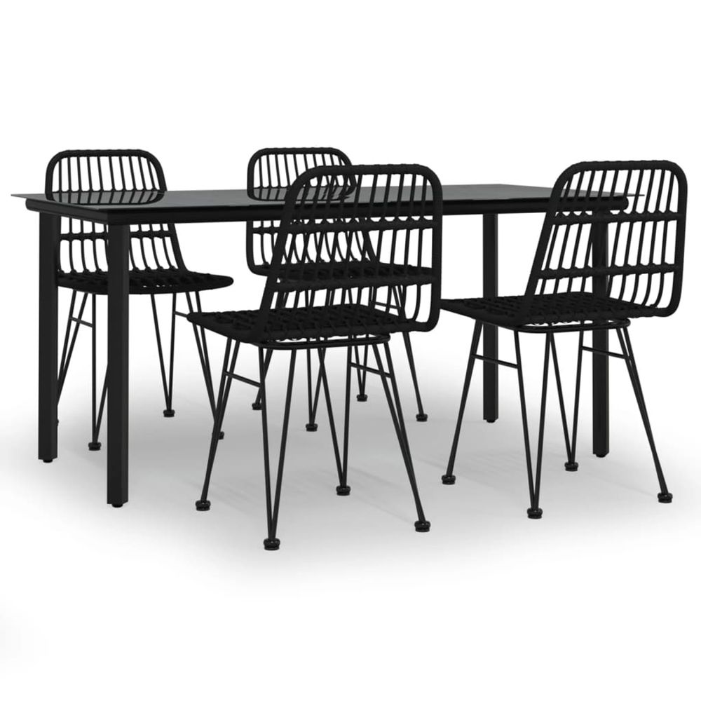 Ensemble à manger de jardin 5 pcs noir résine tressée