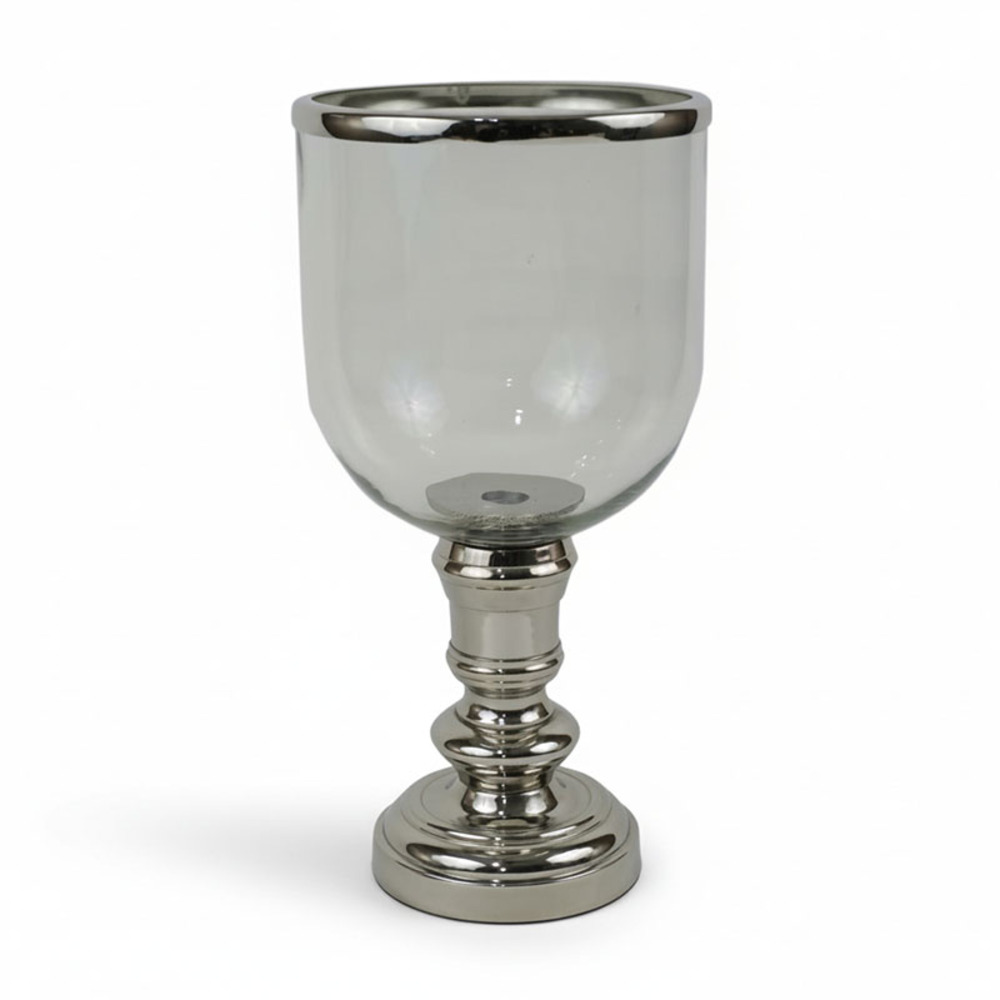 Grand photophore verre argent 18x18x10cm