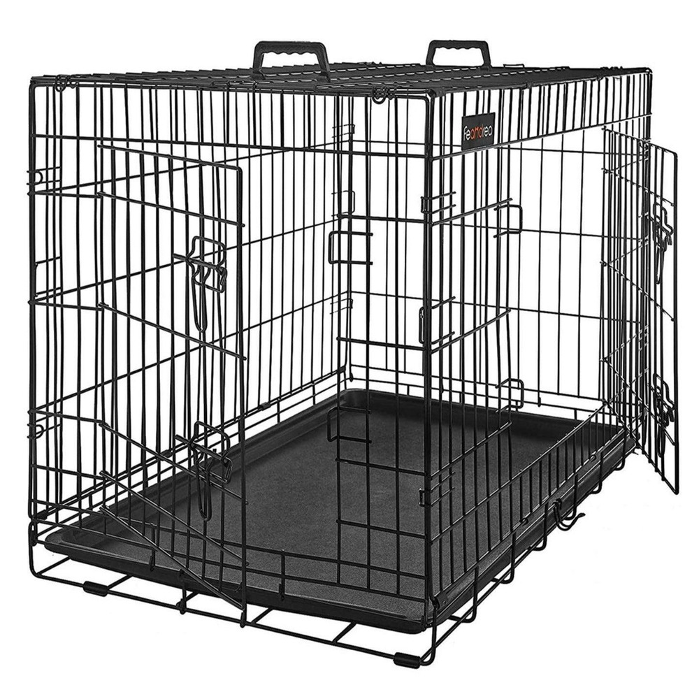 Cage pour chien avec 2 portes 122 cm noir