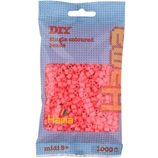 Sachet 1000 perles plastique midi rouge pastel