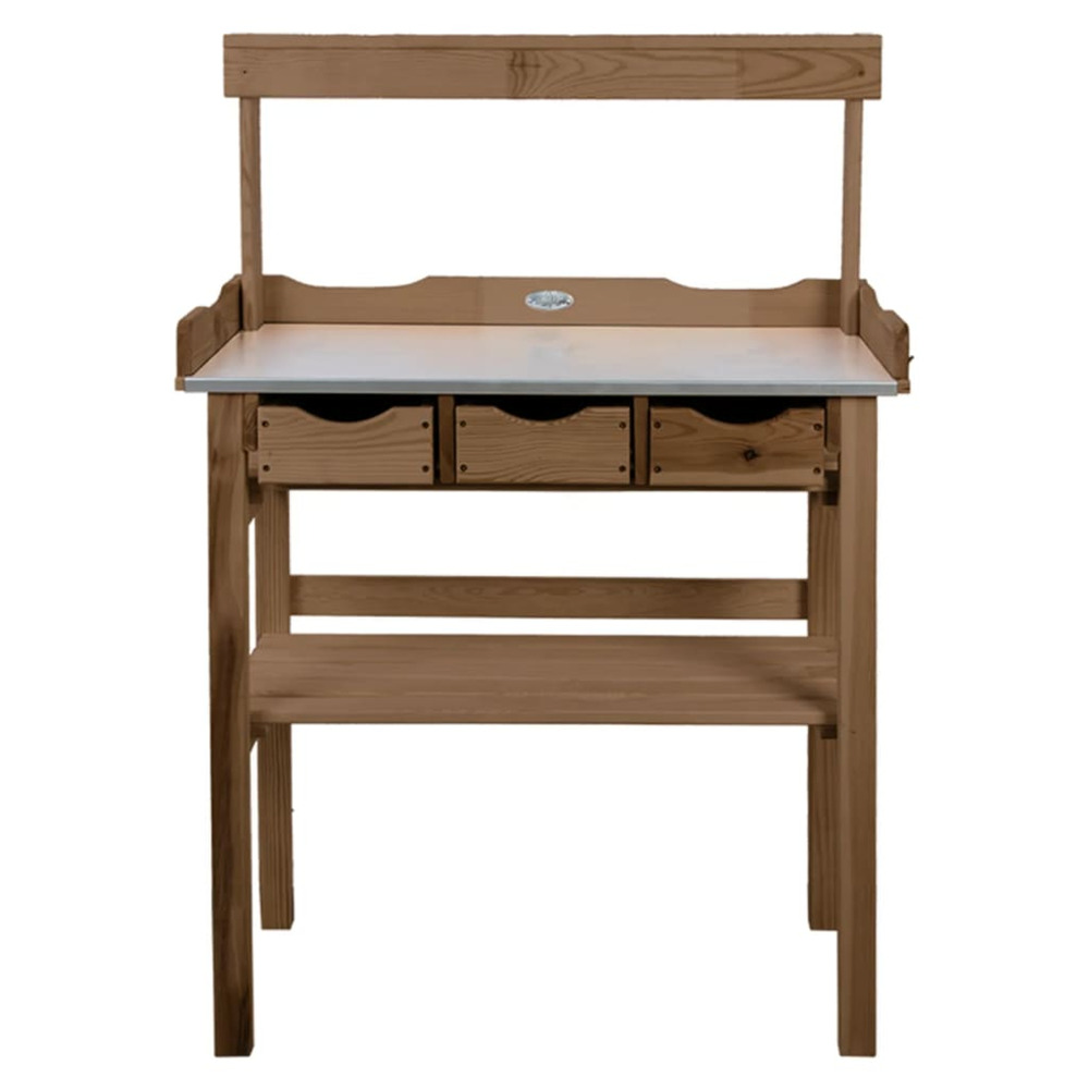 Table de rempotage avec tiroir et étagère marron