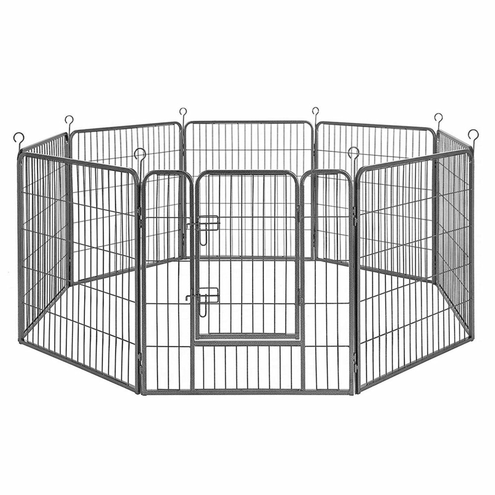 Parc enclos pour chiens chiots animaux de compagnie 8 panneaux 80 x 80 cm noir